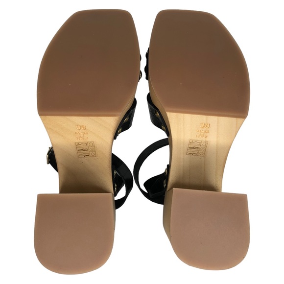 🆕 Free People Mallory Black Croc Wooden Sandals - Picture 10 of 13